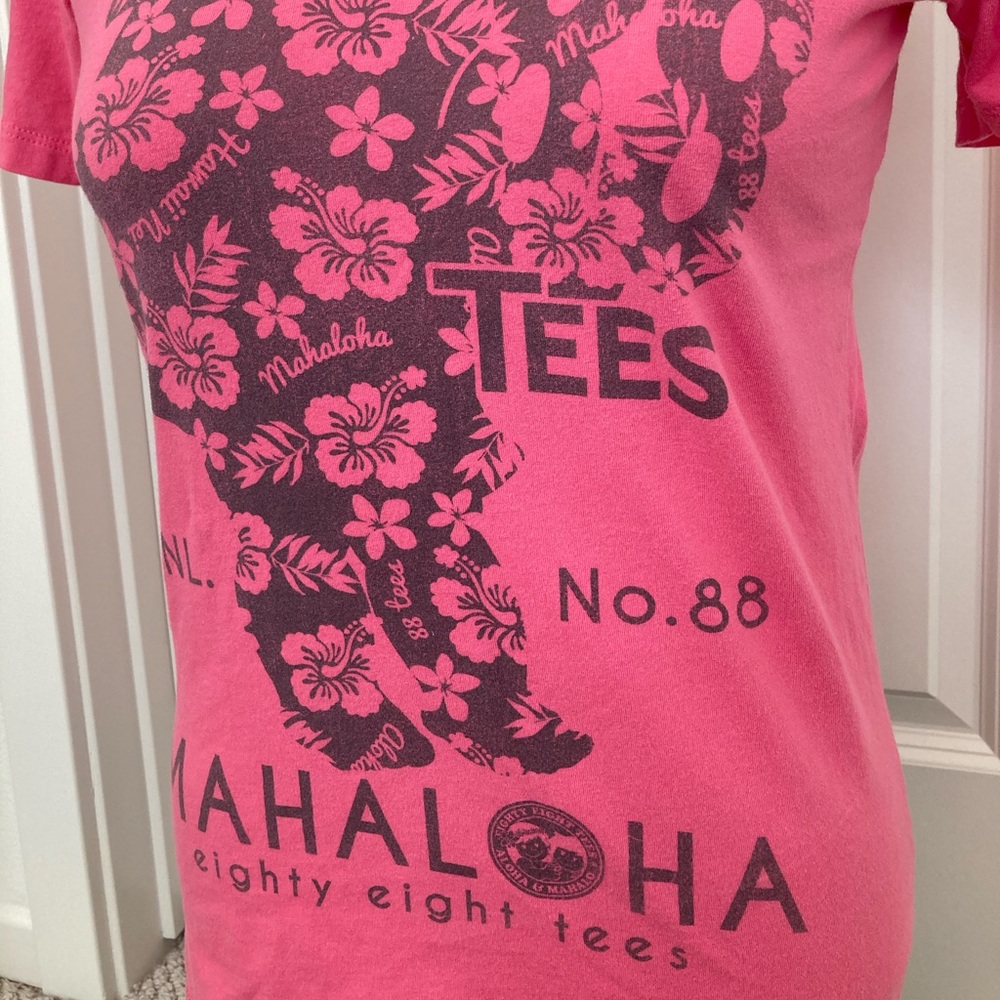 88tees Pink “Mahaloha” Tee with Hibiscus Print - Picture 5 of 7